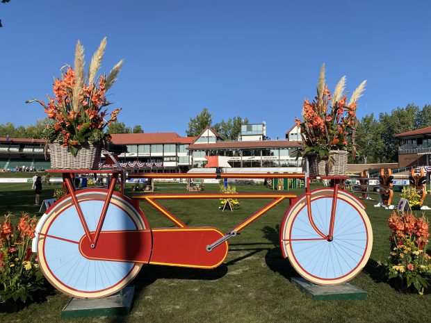 Bicycle fence in round two of the CP International grand prix at Spruce Meadows, Canada