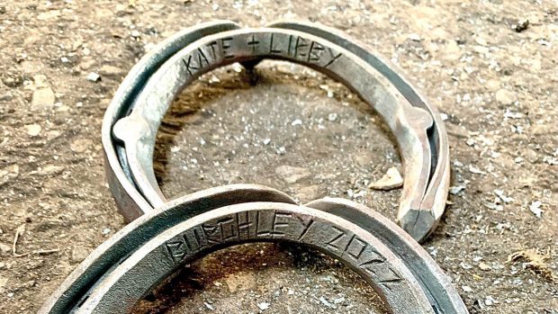 Kate Shapland’s mare Uris Cavalier’s personalised shoes for Burghley 2022
