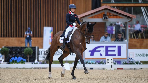 Laura Collett and London 52 in action in the World Eventing Championships dressage