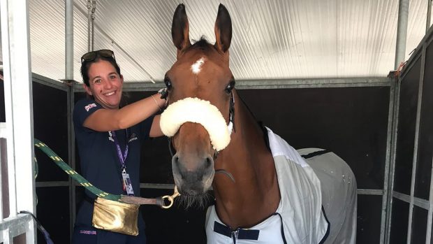 Francesca Gorni, groom to Tom McEwen, with Toledo De Kerser at the eventing World Championships 2022