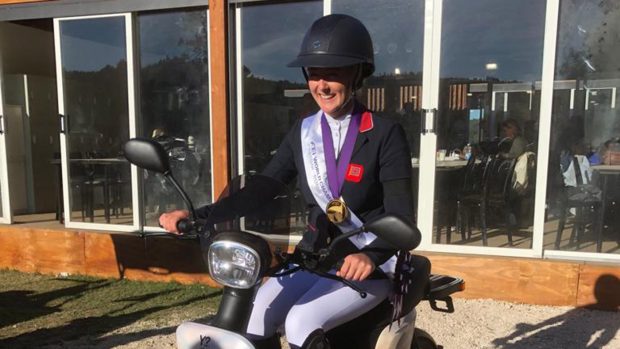Yasmin Ingham wins a motorbike at the World Championships