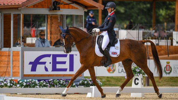 Yasmin Ingham rides Bonzai Du Loir on day one of the World Eventing Championships dressage