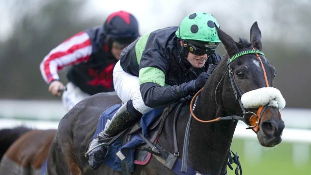 David Bass rides First Flow to win the Fitzdares Peterborough Chase at Huntingdon in December 2021.