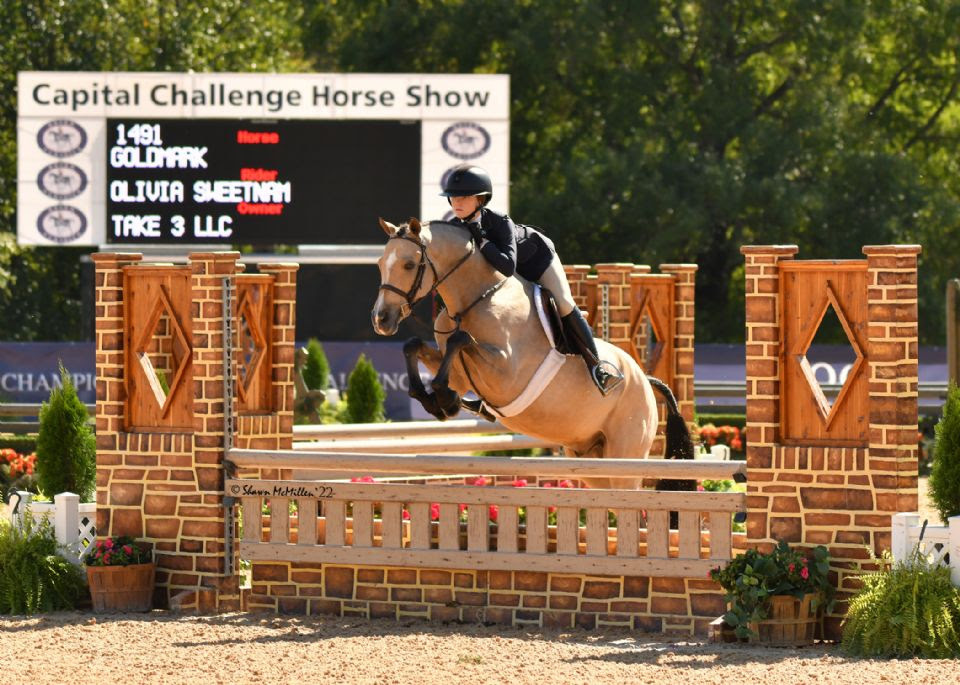 Showjumping results: Olivia Sweetnam wins the Grand Pony Hunter Champion title at the Capital Challenge Horse Show on Goldmark