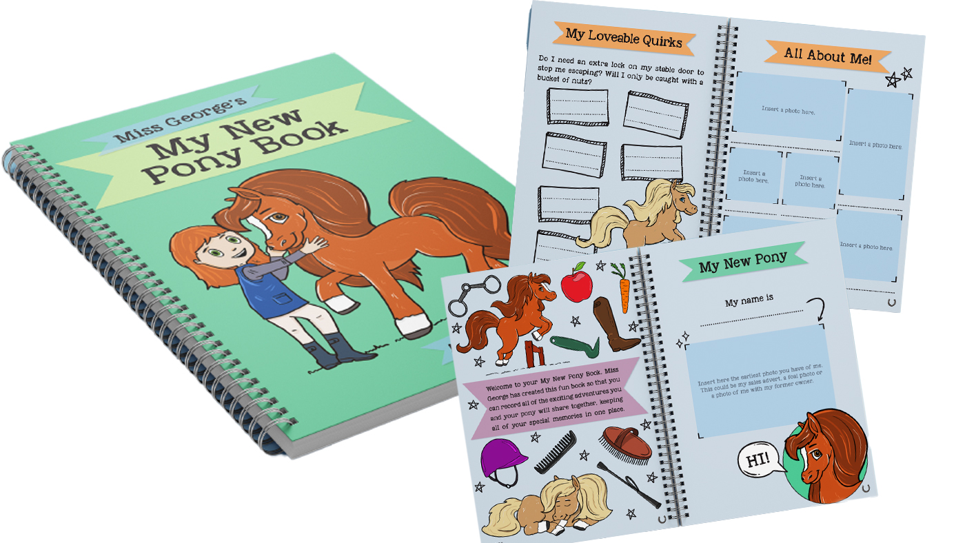 Cover and pages of the My new pony book