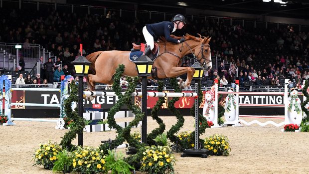 Harry Charles and Billabong Du Roumois winning the Ivy stakes at london horse show 2022