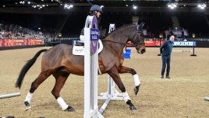 London Horse Show: Laura Collett rides in a demonstration given by Dickie Waygood