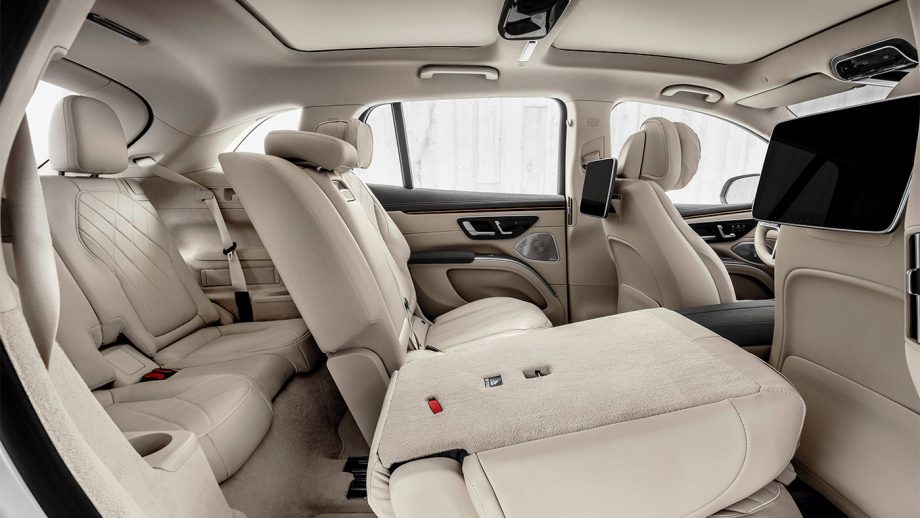Mercedes EQS SUV inside seats down