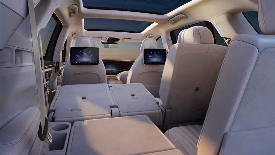 Mercedes EQS SUV inside seats down