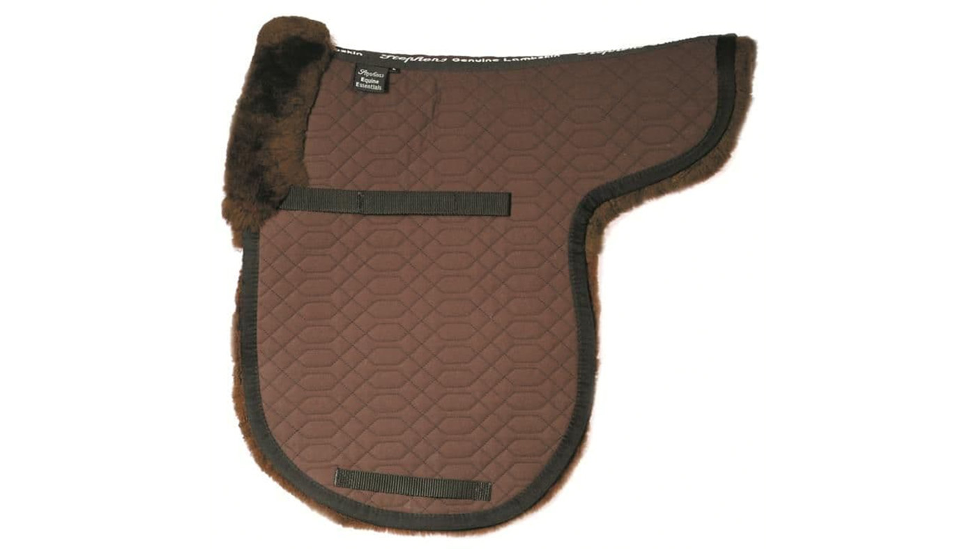 Stephens Sheepskin Shaped Showing Numnah in brown