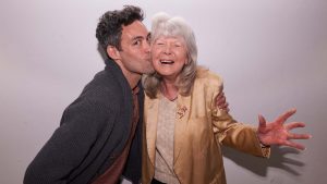 Rivals cast revealed: Alex Hassell, who will play Rupert Campbell-Black, gives author Jilly Cooper a kiss on the cheek