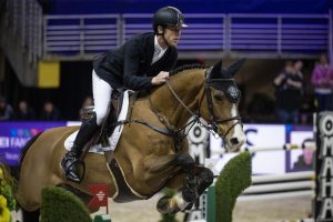 Britain's Scott Brash and Hello Jefferson (pictured) lie in second following the opening night of the showjumping World Cup final in Omaha