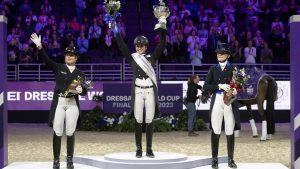 FEI Dressage World Cup Final podium 2023