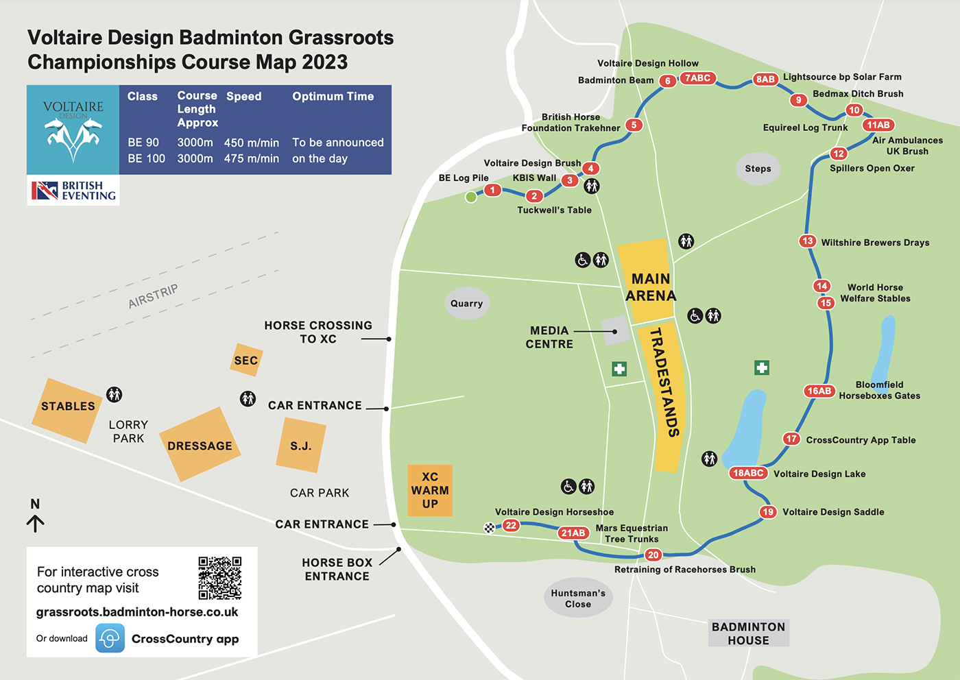 Badminton grassroots cross-country course map