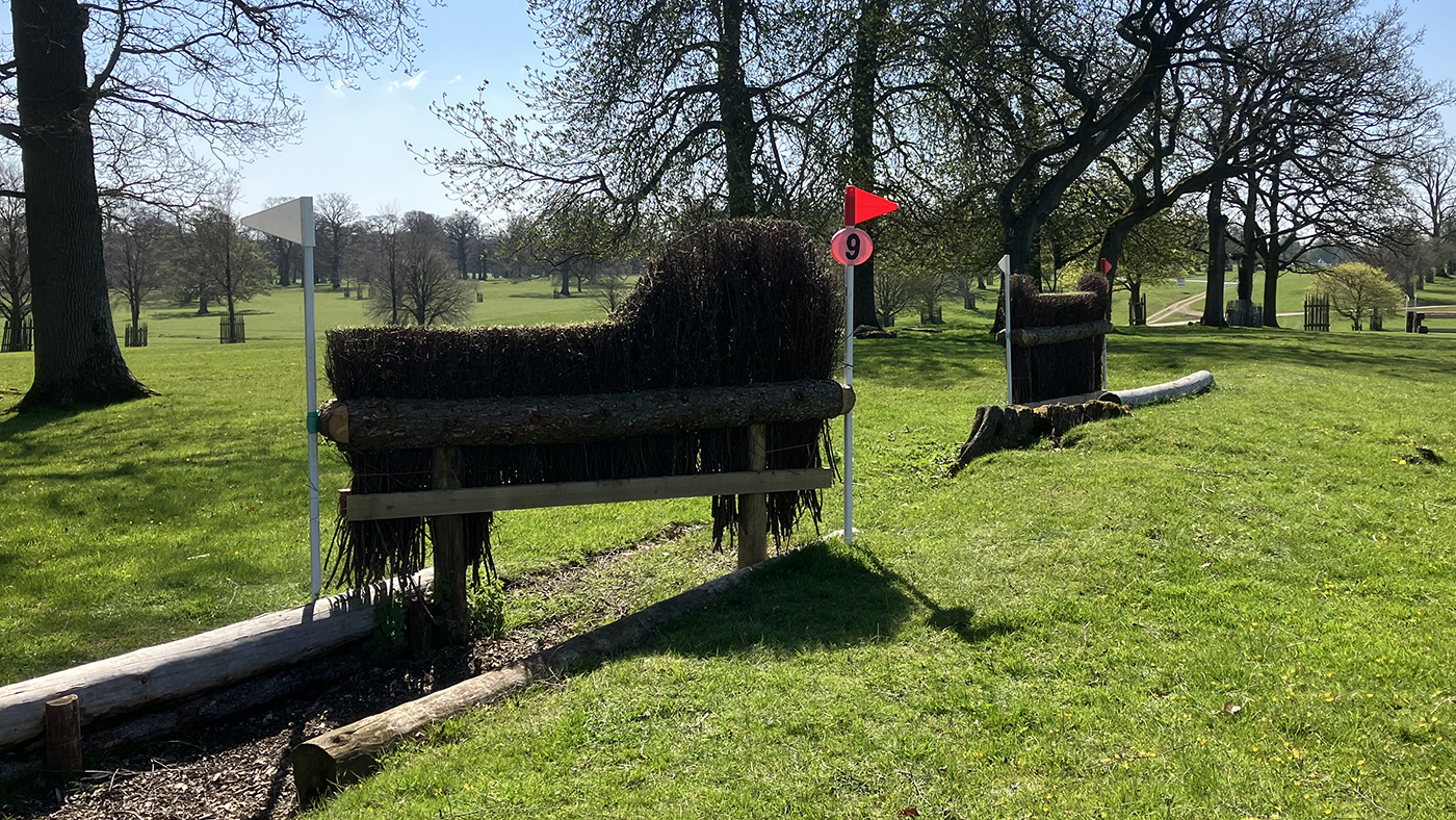 The ditch and brush on the BE100 Badminton grassroots cross-country course