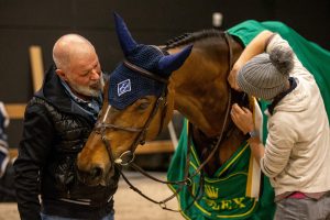 Virginie Casterman and Lee McKeever with McLain Ward's Rolex Grand Slam hero HH Azur