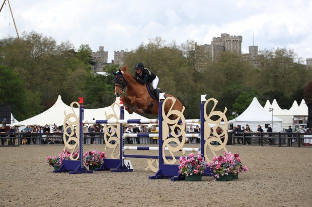 Sally Goding and Spring Willow winning the LeMieux 1.40m open at Royal Windsor showjumping