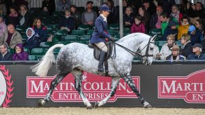 Jayne Ross riding Randalstown Aristocrat in the Martin Collins Enterprises Cob Championship during the Royal Windsor Horse Show 2023