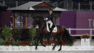 Maria Caetano riding Fenix De Tineo at the Tokyo Olympics