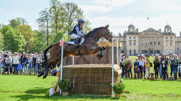 Ros Canter and Lordships Graffalo pictured on the 2023 Badminton Horse Trials cross-country