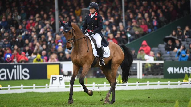 Pippa Funnell riding Billy Walk On in the dressage at Badminton