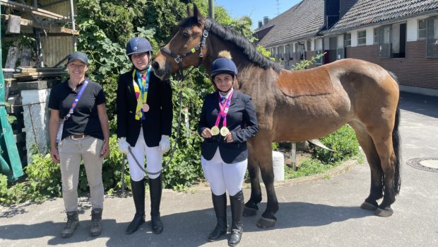 Pictured two of the riders, Millie Boult and Lauren White, who represented Britain at the Special Olympics World Games