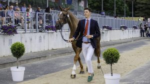 Luhmühlen Horse Trials final trot-up: GBR-Will Rawlin presents The Partner during the 1st Horse Inspection for the CCI5*-L. 2023 GER-Longines Luhmuehlen Horse Trials. Luhmuehlen, Germany. Wednesday 14 June 2023. Copyright Photo: Libby Law Photography