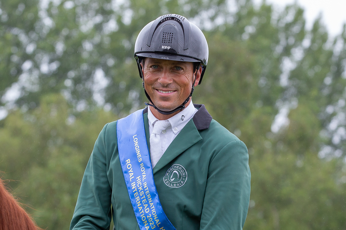 Francesco Turturiello riding Happiness to win the Royal International Vase at the Longines Royal International Horse Show at Hickstead
