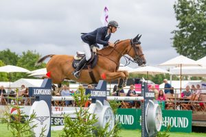 Richard Vogel riding Everneta in the Royal International showjumping at Hickstead