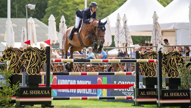 Matt Sampson and King Lepantino take the Clipmyhorse.TV CSIYH1* Grand Prix at the Royal International Horse Show.
