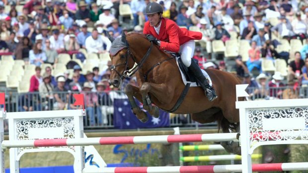 Ludger Beerbaum and Goldfever competing at the 2000 Olympic Games in Sydney, where they helped Germany win team gold.