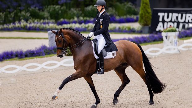 Sönke Rothenberger and Fendi (pictured) will not compete at the European Dressage Championships
