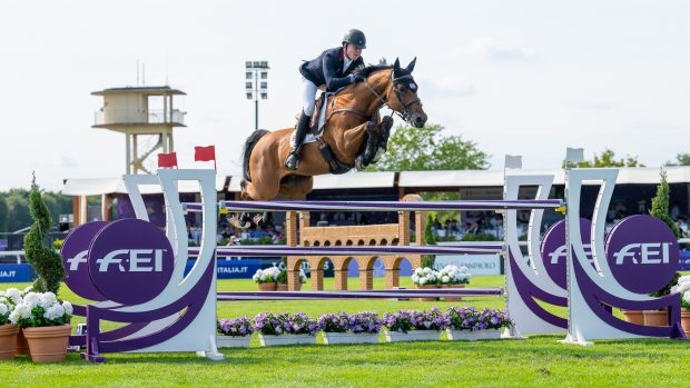 Harry Charles and Casquo Blue in action for Great Britain at the European Championships in Milan, Italy