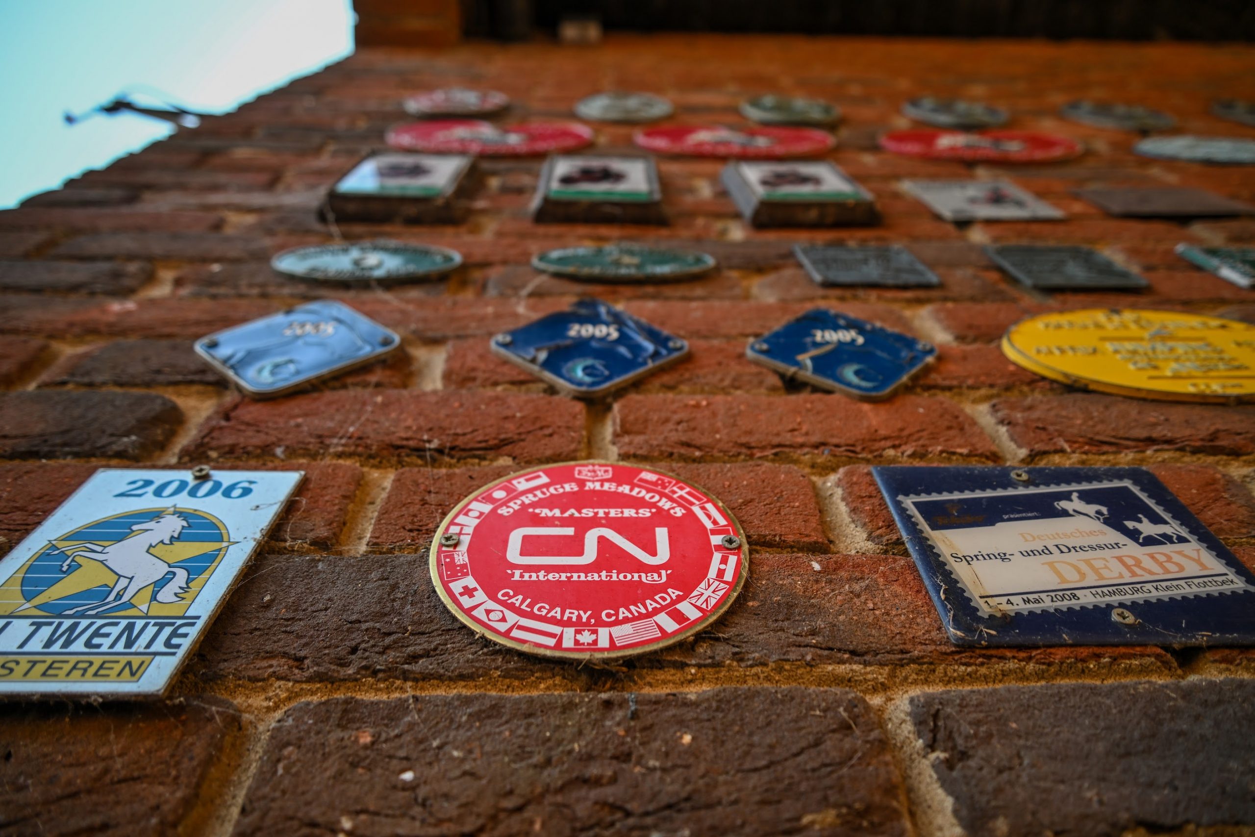 A selection of big show plaques on display at Tim Gredley's stables.