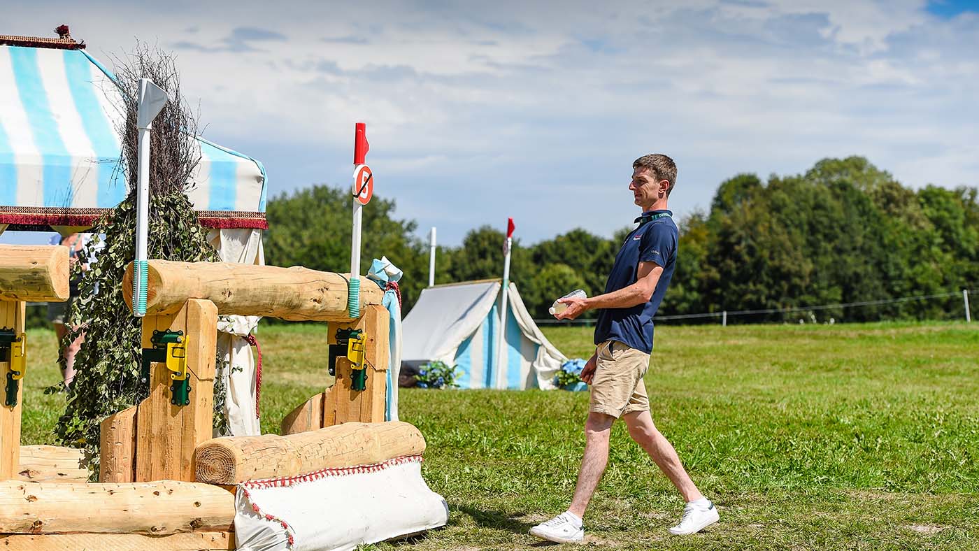 Tom JACKSON walking the cross country course with Richard Waygood at FEI Eventing European Championship in Haras du Pin in Normandy in France between the 9th-13th August 2023