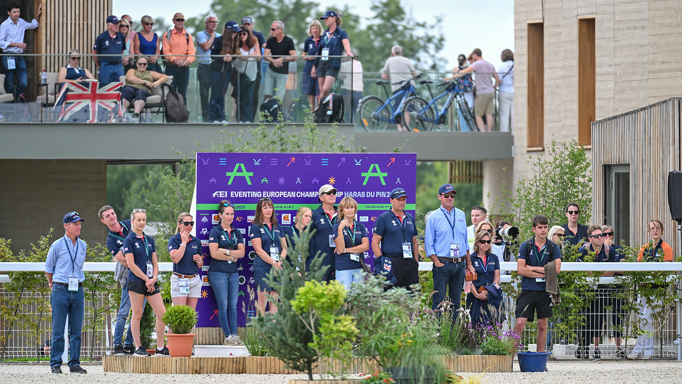 Tom MCEWEN riding JL DUBLIN for GBR during the dressage phase at FEI Eventing European Championship in Haras du Pin in Normandy in France between the 9th-13th August 2023