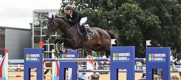 Adrian Speight and Millfield Baloney win the international stairway final at the British Showjumping national championships 2023