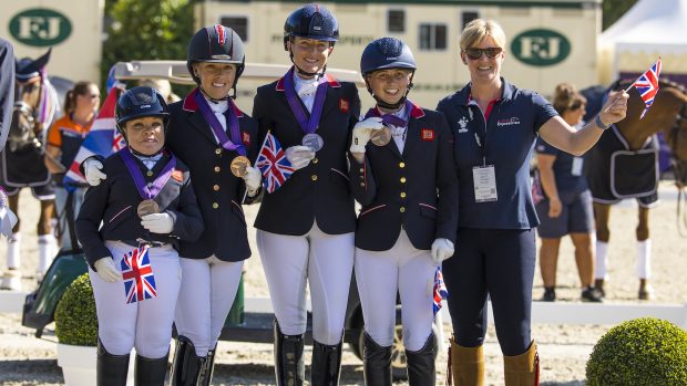 The British bronze medal-winning para dressage team at the 2023 European Championships in Riesenbeck.