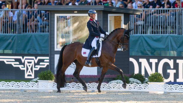 Carl Hester at the European Dressage Championships 2023 riding Fame