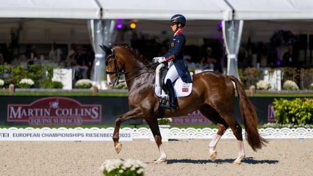Charlotte Dujardin and Imhotep in the grand prix at the European Dressage Championships