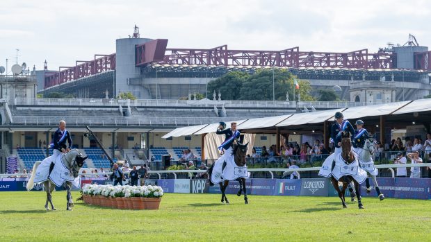The victorious Swedish team at the European Showjumping Championships