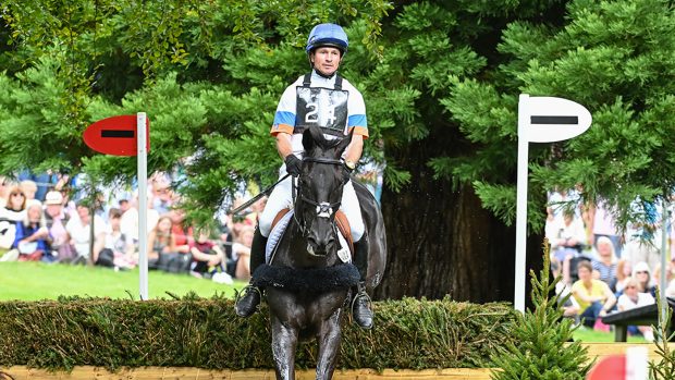 Francis Whittington riding DHI Purple Rain at the Trout Hatchery at Defender Burghley Horse Trials 2023