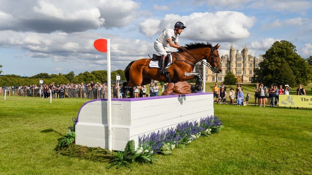 Harry Meade riding Tenareze at the 2023 Defender Burghley Horse Trials.