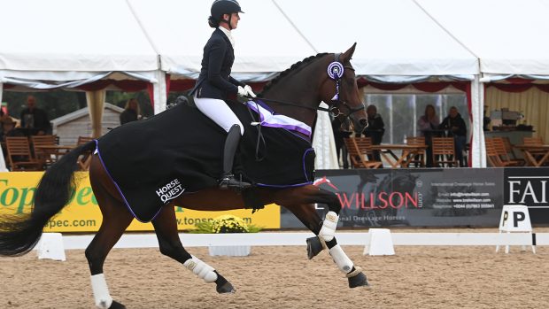 Bryony Goodwin rode her own Dion II to finish at the head of the HorseQuest elementary gold championship on the final day of the 2023 LeMieux National Dressage Championships.