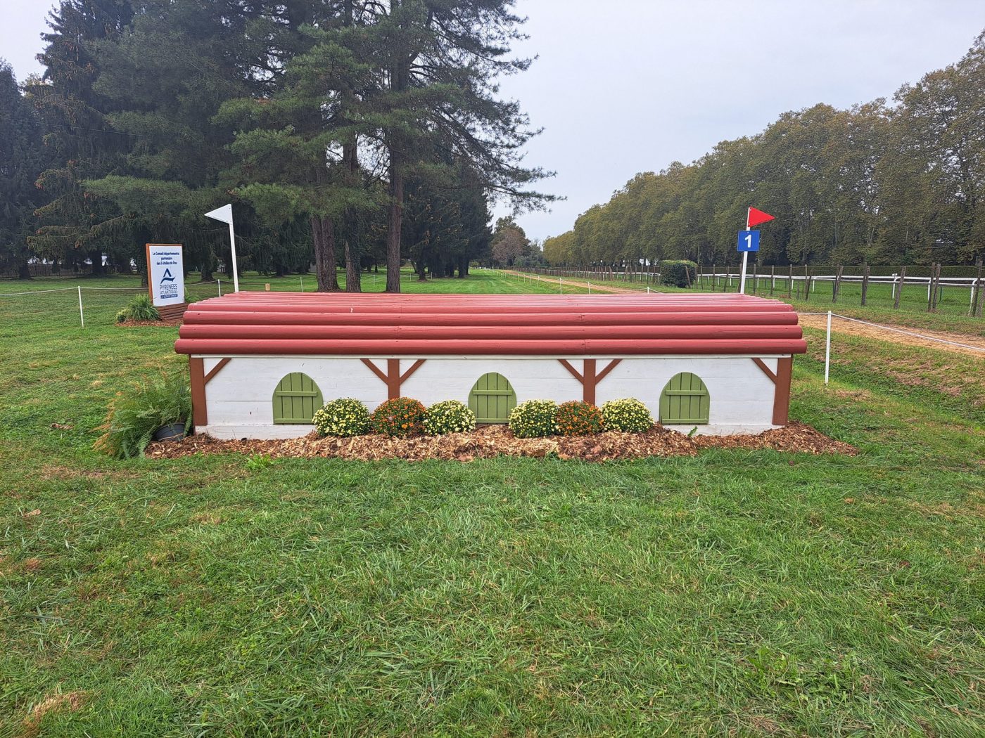 Pictured the first fence of Pau Horse Trials cross-country course 2023