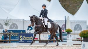 New Zealand rider Tim Price sits in the lead with Viscount Viktor following the first day of dressage at Pau Horse Trials 2023.