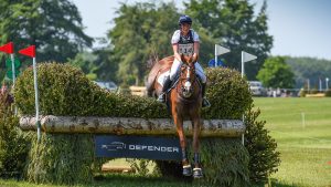 British u-25 champion eventer Bubby Upton pictured in the Bramham CCI4*-L u25 class on Magic Roundabout IV in June 2023. Bubby is continuing her rehab journey from spinal surgery in August.