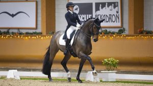 Mounted St John, pictured, has made a winning return to international competition with Denmark's Cathrine Laudrup-Dufour