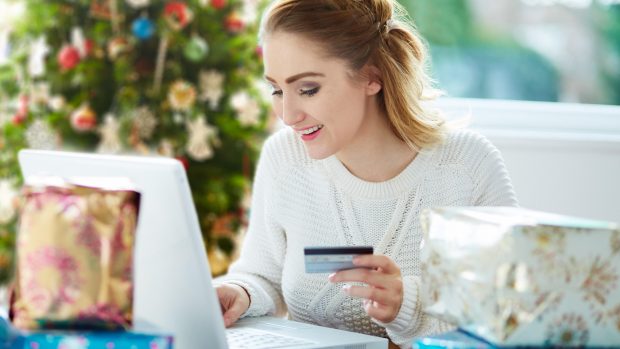 Woman doing Christmas shopping online