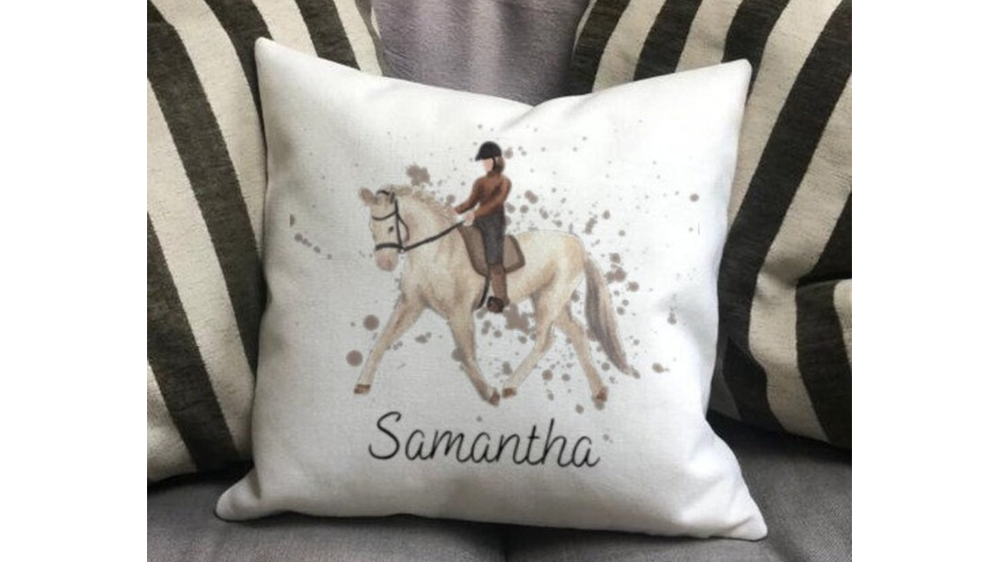 Personalised Linen horse cushion